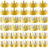 SIQUK 27 Piezas Corona de Papel Dorada Fiesta Corona de Oro Sombreros Rey Corona para Fiesta y celebración